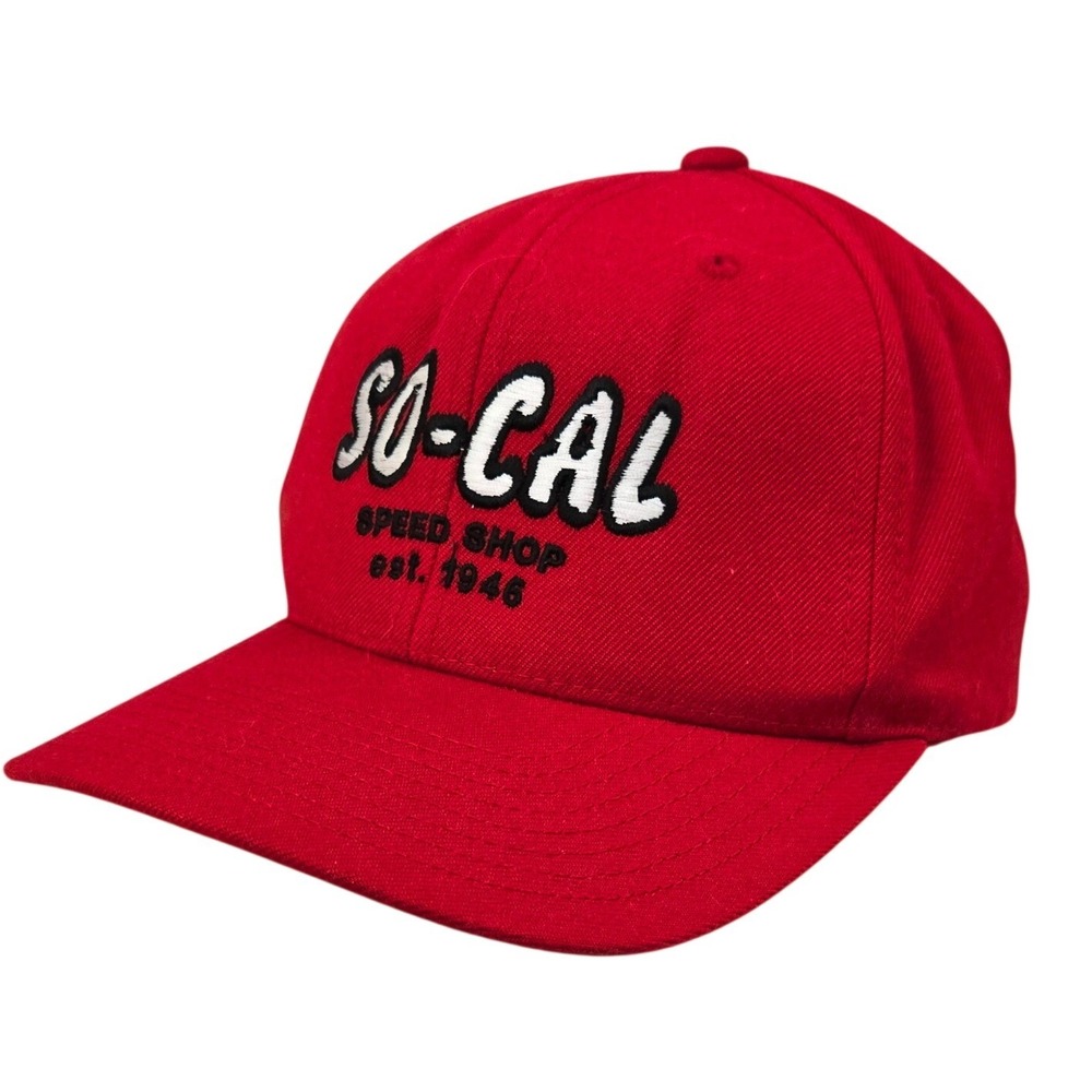 So-Cal Speed Shop Hot Rod Hat Red Wool Blend Snapback Yupoong Green‎ Underbrim